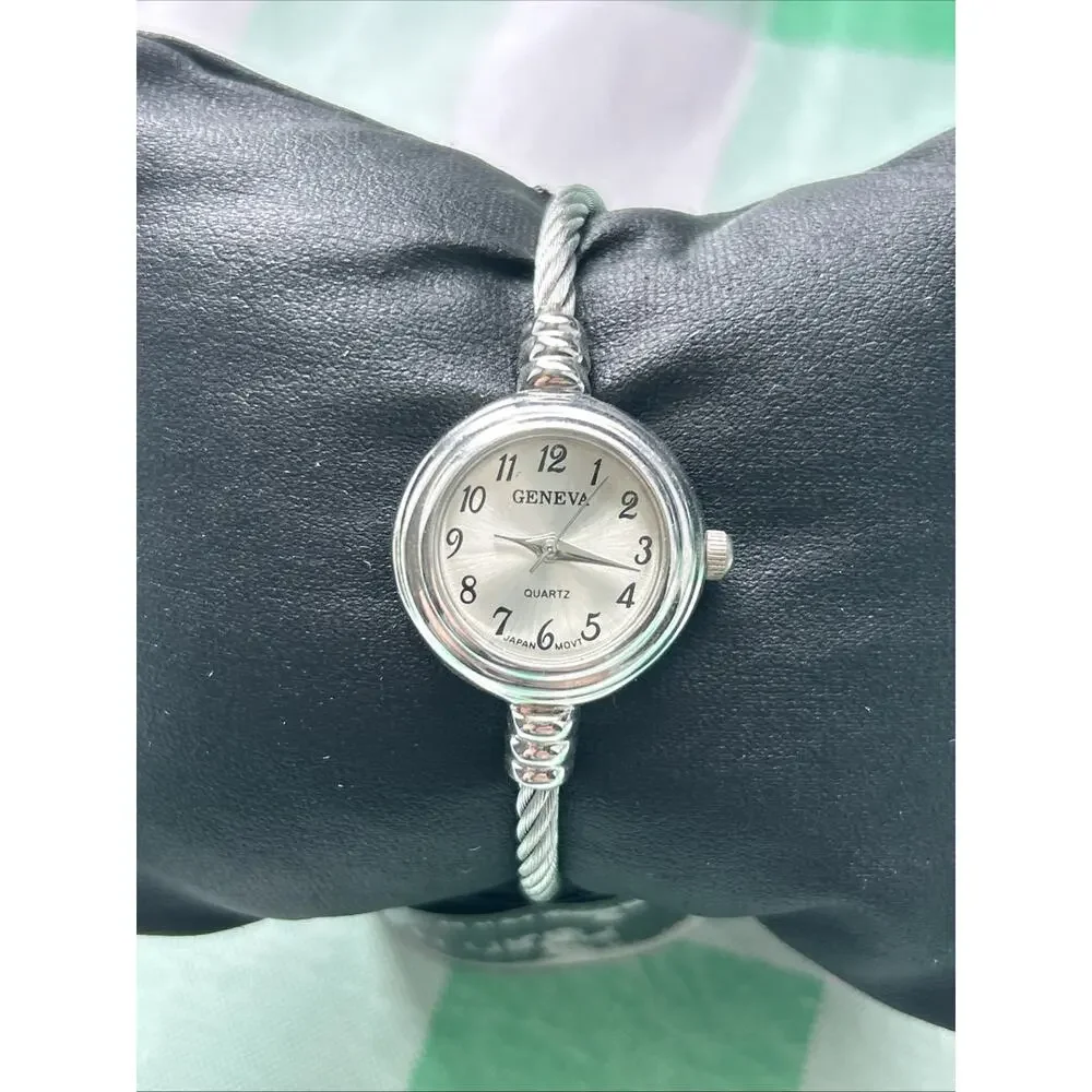 Geneva Silver Tone Bangle Watch